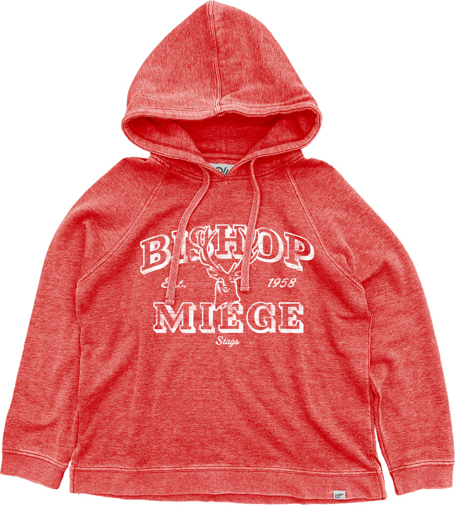 Hoodie - Burnout Wash Fleece Hoodie -Red